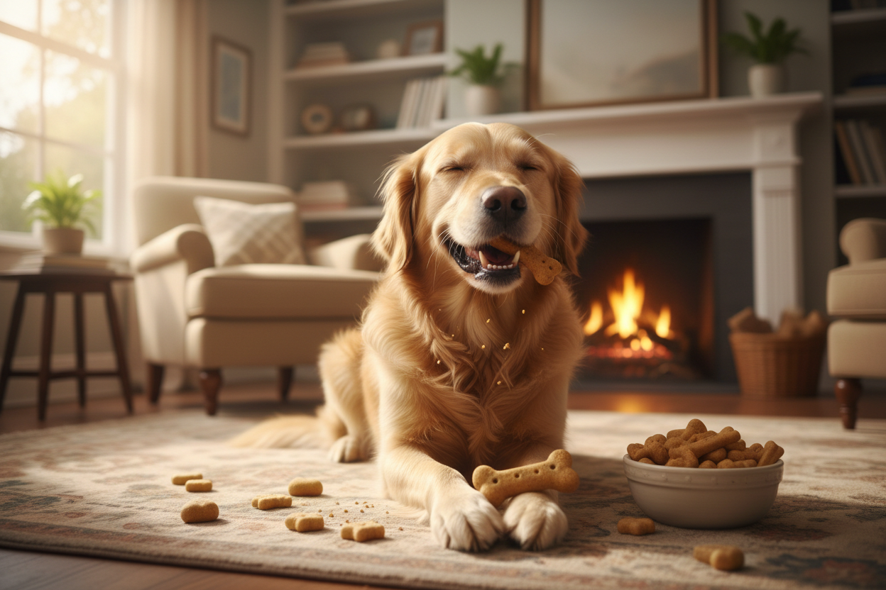 I want a dog eating treats 